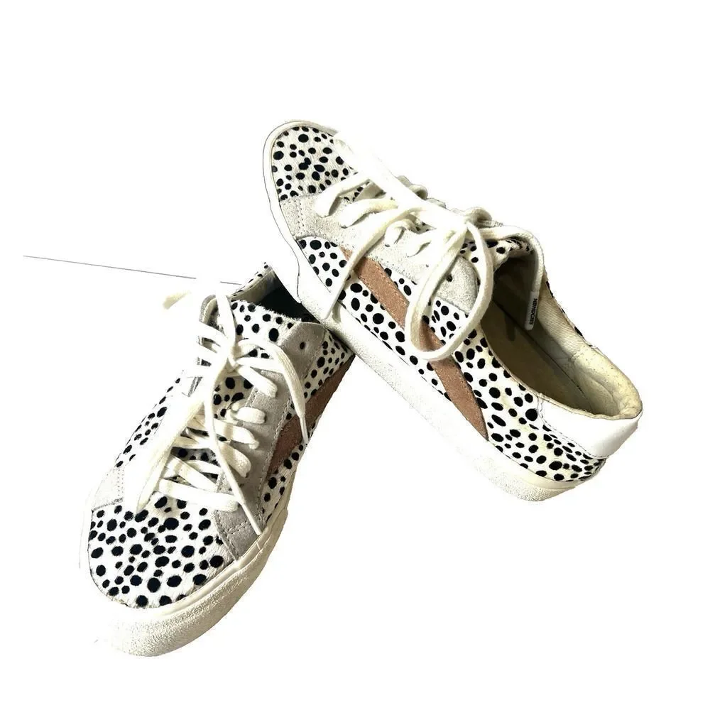 Madewell Women Sz 6.5M Low Top Lace Up Sneaker Real fur-dyed calf hair Dalmatian